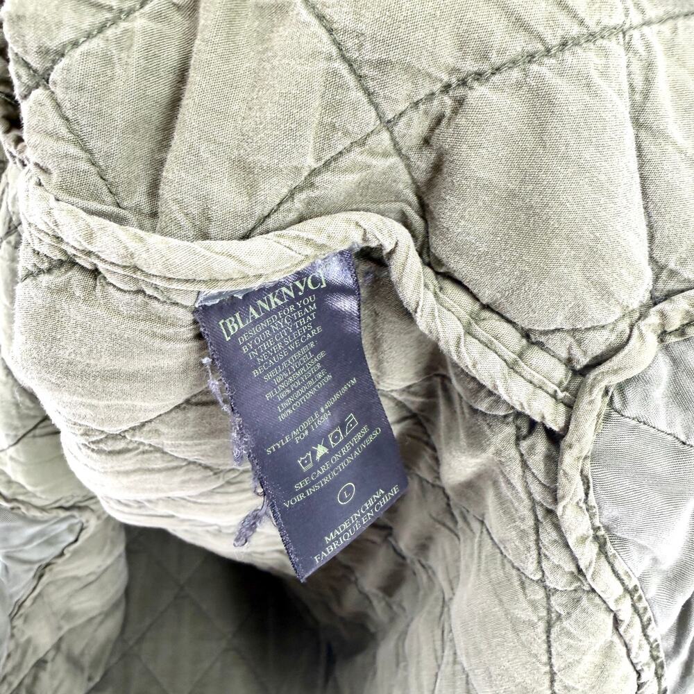 BlankNYC Olive Army Green Quilted Long Shacket Jacket Coat - Picture 8 of 9